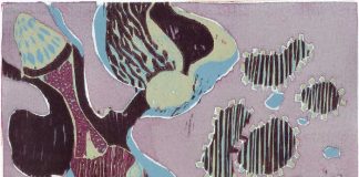 Neue Position der Druckgraphik: Nicole Bellaires Farbholzschnitt „Pflanzenkosmos 2“ von 2017 (Foto: Nicole Bellaire)