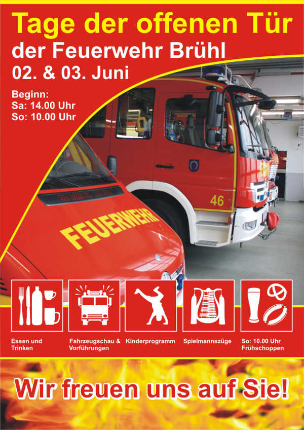Tage der offenen Tür der Feuerwehr Brühl am 02. und 03. Juni 2018 Veranstaltungshinweis