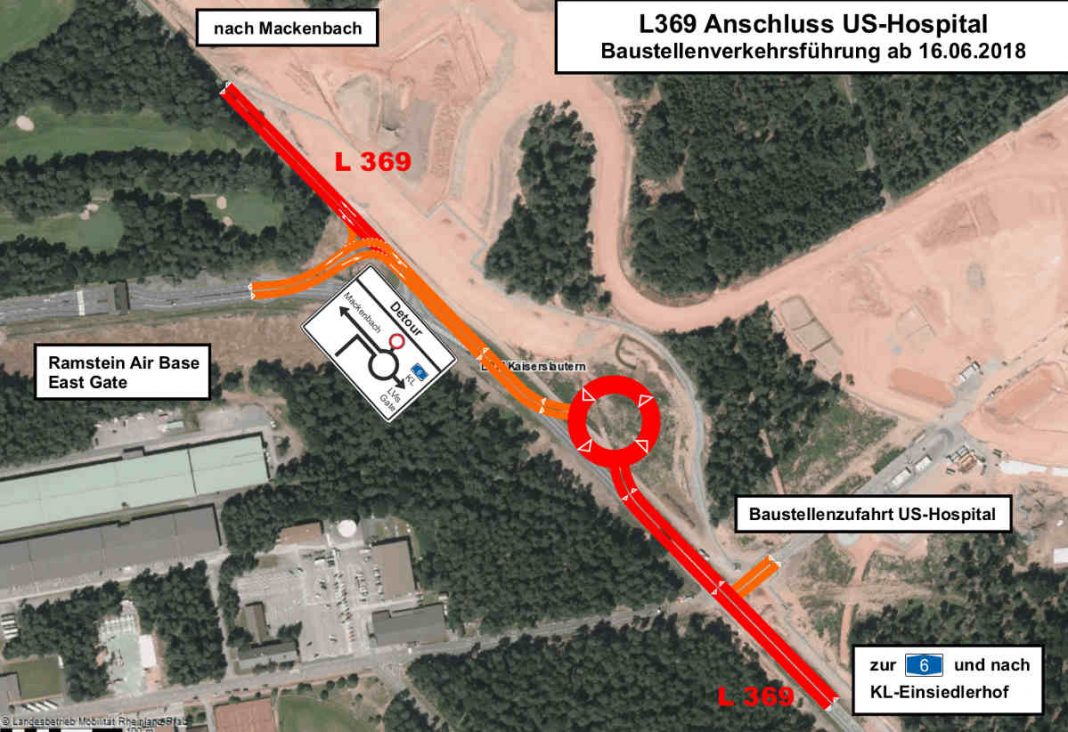 Baustellenverkehrsführung ab 16.06.2018 (Quelle: LBM Kaiserslautern)