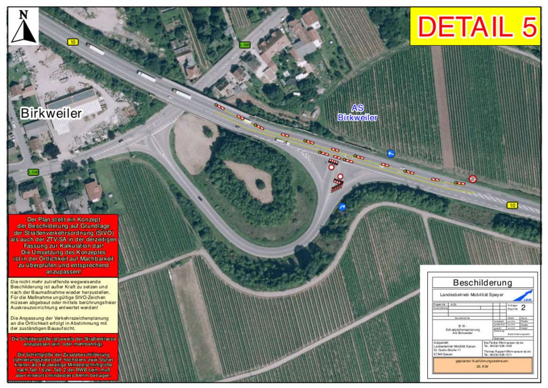 Beschilderungsplan (Quelle: LBM Speyer)