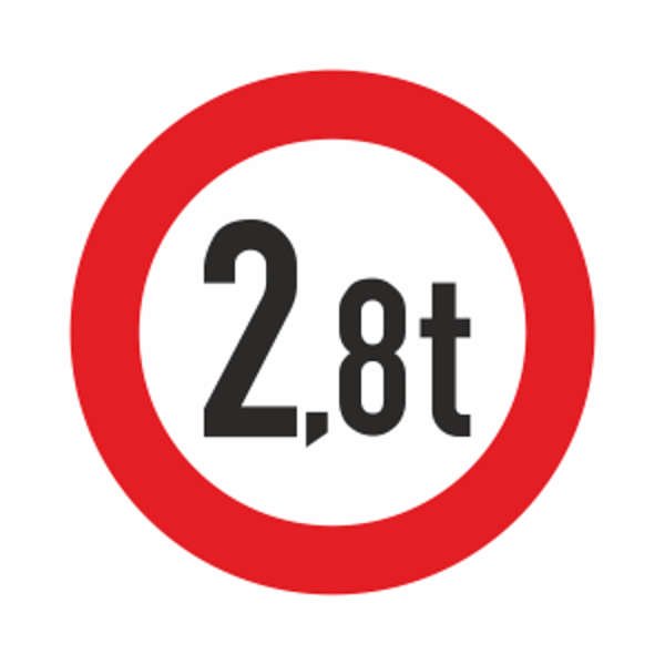 Zeichen 262 Symbolbild Beschränkung auf max. 2,8 t zulässiges Gesamtgewicht