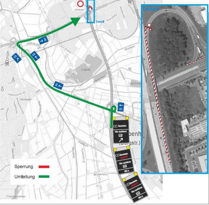 Der Verkehr wird umgeleitet (Quelle: Hessen Mobil) Der Verkehr wird umgeleitet (Quelle: Hessen Mobil)