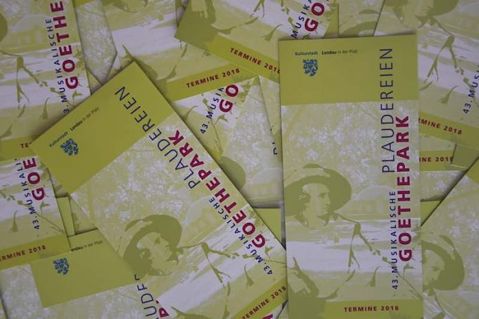 Die Musikalischen Goetheparkplaudereien 2018 sind in vollem Gange. Jeden Sonntag wird im Landauer Goethepark zu einem anderen Thema „geplaudert“ – am 18. Juni dreht sich alles um den TSC Landau, der in diesem Jahr sein 50-jähriges Bestehen feiert. (Foto: Stadt Landau in der Pfalz) Die Musikalischen Goetheparkplaudereien 2018 sind in vollem Gange. Jeden Sonntag wird im Landauer Goethepark zu einem anderen Thema „geplaudert“ – am 18. Juni dreht sich alles um den TSC Landau, der in diesem Jahr sein 50-jähriges Bestehen feiert. (Foto: Stadt Landau in der Pfalz)
