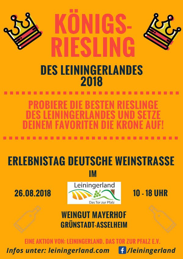Die Weinbaubetriebe im Leiningerland haben die Möglichkeit einen hauseigenen Riesling in den Wettbewerb geben (Quelle: Leiningerland. Das Tor zur Pfalz e.V.)