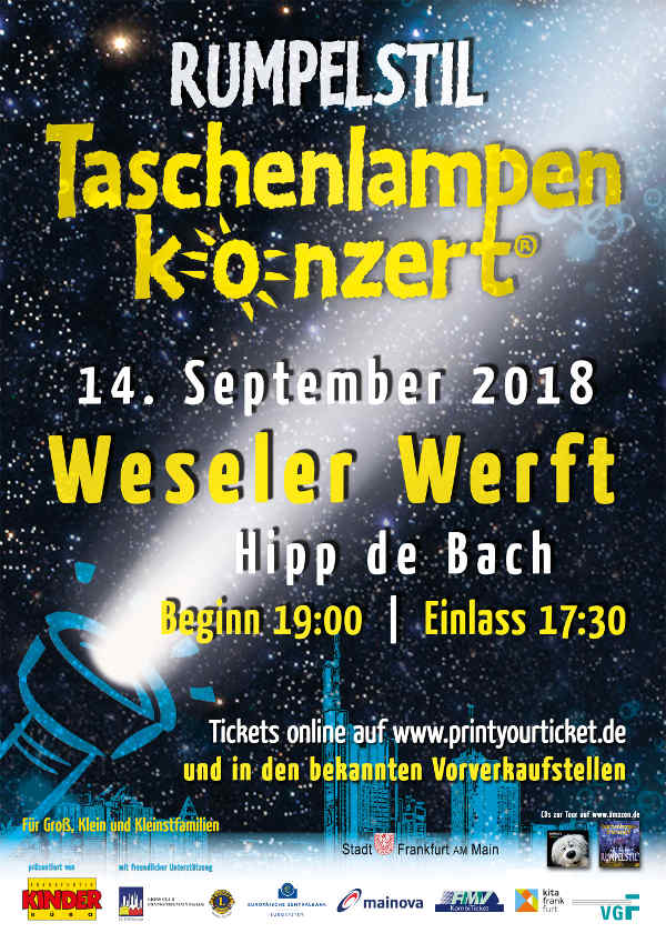 Plakat zum Taschenlampenkonzert 2018 (Quelle: Stadt Frankfurt) Plakat zum Taschenlampenkonzert 2018 (Quelle: Stadt Frankfurt)