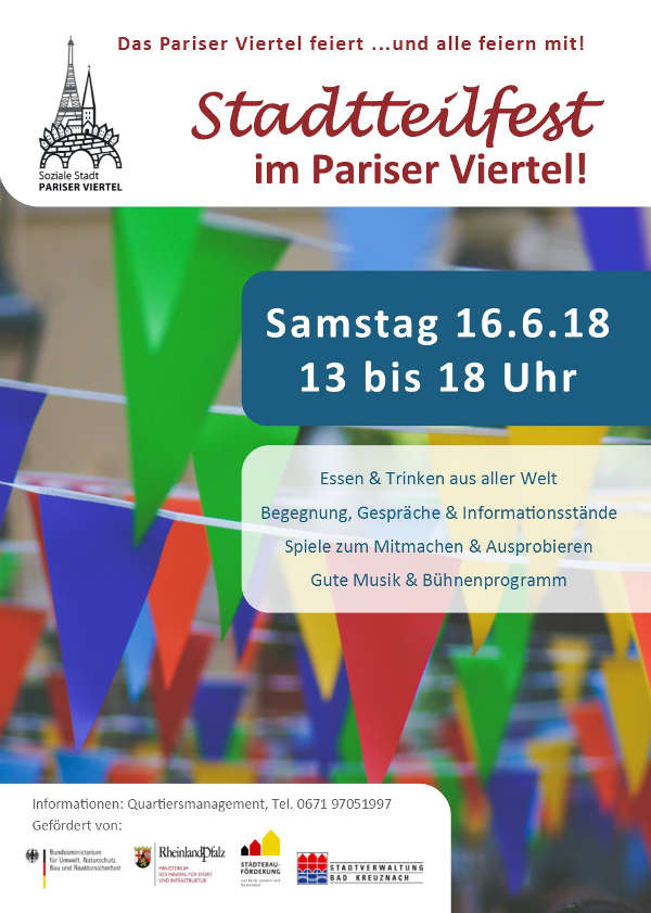 Stadtteilfest Pariser Viertel: Am 16. Juni ist es wieder soweit – Das Pariser Viertel feiert und alle feiern mit! Veranstaltungshinweis