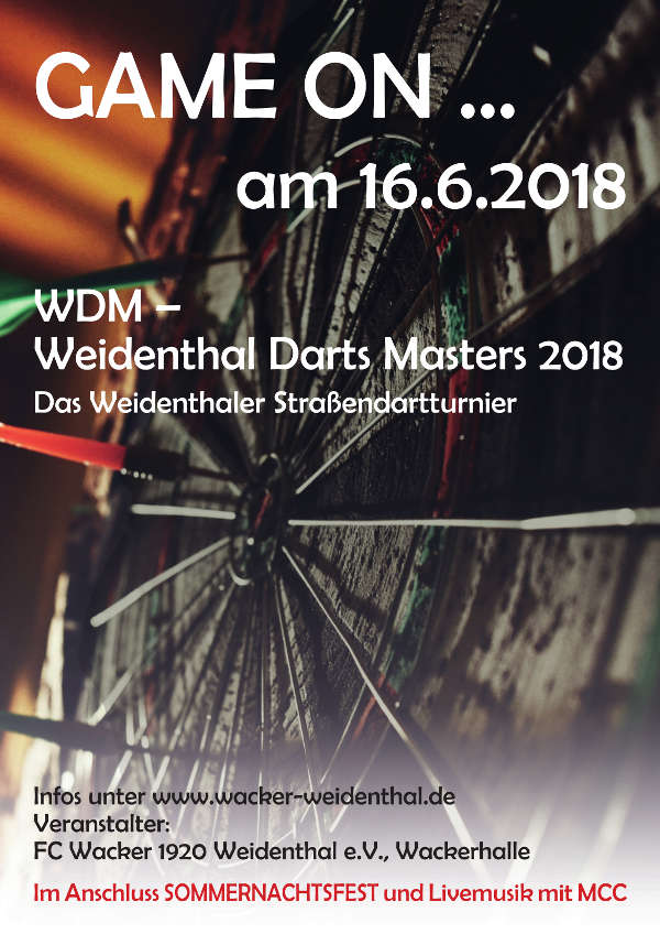 Game on… WDM – Weidenthal Darts Masters 2018 Veranstaltungshinweis