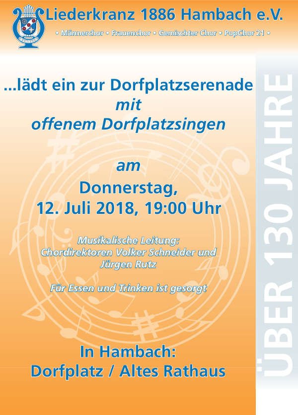 Dorfplatzserenade Liederkranz 1886 Hambach Veranstaltungshinweis