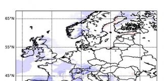 Änderungen der mittleren jährlichen Windstromproduktion (Eout, in Prozent) in Europa 2071 bis 2100 im Vergleich zu 1971 bis 2000. (Abb. aus Moemken et al. (2018), bearbeitet von J. Mömken, KIT)