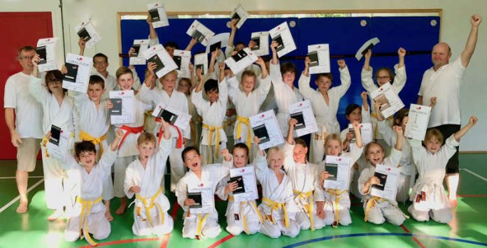 Alle 33 Karateka des Budoclub Rhein-Neckar bestehen mit Bravour (Foto: BCRN)