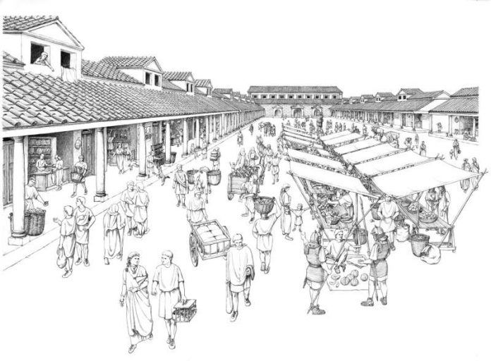 Marktszene im römischen NIDA (Quelle: Archäologisches Museum Frankfurt)
