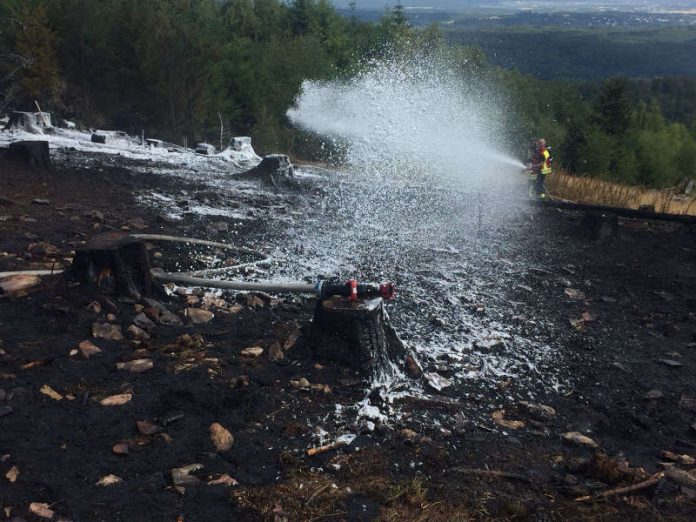 Waldbrand durch Funkenflug erneut entfacht (Foto: Feuerwehr Wiesbaden)