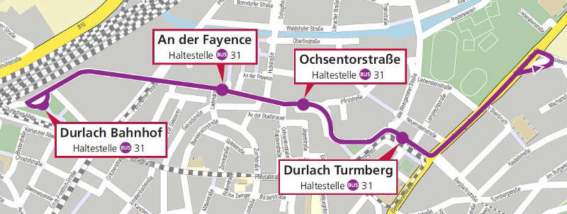 Schienenersatzverkehr Durlacher Altstadtfest (Quelle: VBK)