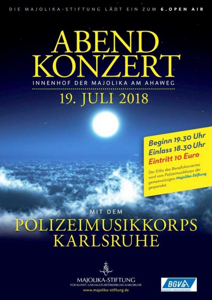 Karlsruhe: Polizeimusikkorps spielt am 19. Juli für die Majolika-Stiftung Karlsruhe: Polizeimusikkorps spielt am 19. Juli für die Majolika-Stiftung
