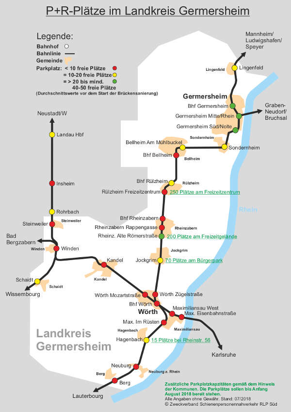 Freie P+R-Plätze (Quelle: Kreisverwaltung Germersheim)