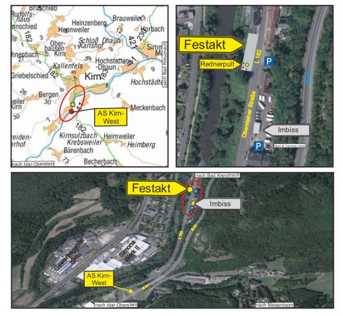 Der Festakt findet an der L 182 in Kirn (Obersteiner Straße) statt (Quelle: LBM Bad Kreuznach),