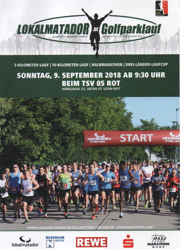 39. Lokalmatador-Golfparklauf am 9. September 2018 Veranstaltungshinweis