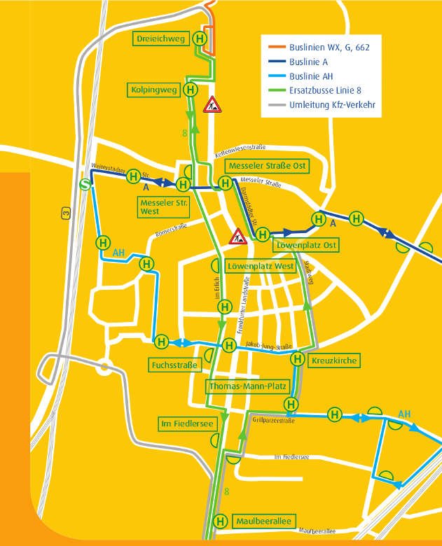 Umleitungen Bauphase 2 (3. - 28. September 2018) (Quelle: HEAG mobilo)