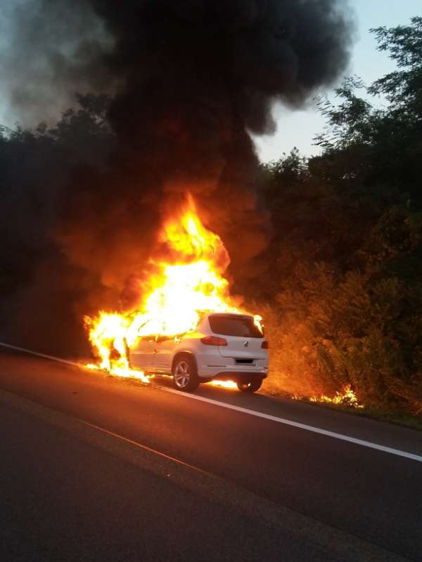 Der Pkw brannte nahezu komplett aus. (Foto: Polizei RLP)