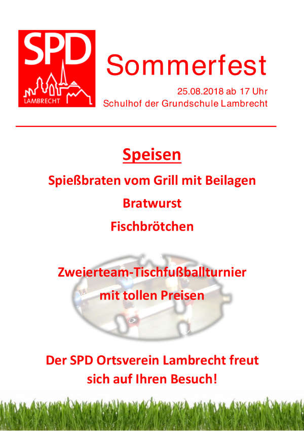 SPD Sommerfest Veranstaltungshinweis