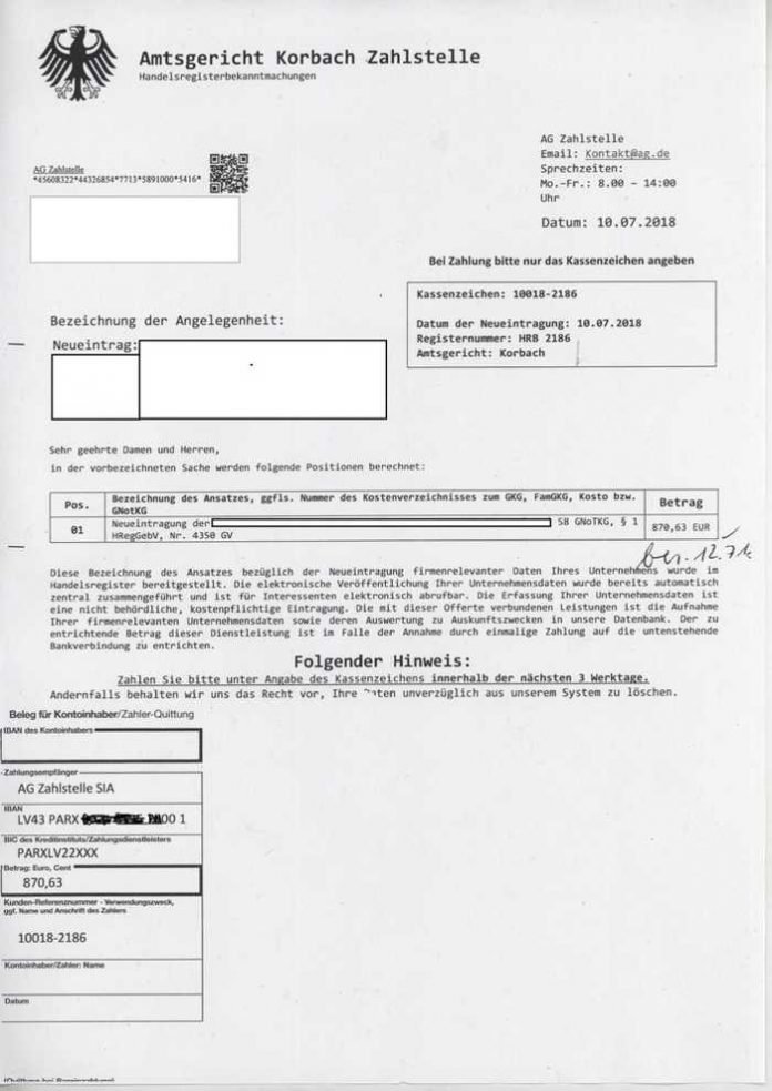 Betrügerische Rechnung Betrügerische Rechnung