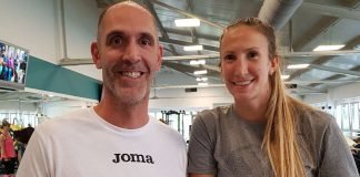 Jennifer Hamson hier bereits bei ihren ersten Trainingseinheiten, mit Co- und Athletiktrainer Christian Sossenheimer (Foto: VCW)