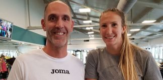 Jennifer Hamson hier bereits bei ihren ersten Trainingseinheiten, mit Co- und Athletiktrainer Christian Sossenheimer (Foto: VCW)
