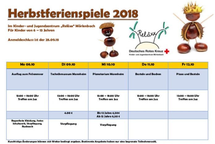 Anmeldung Herbstferienspiele (Quelle: DRK)