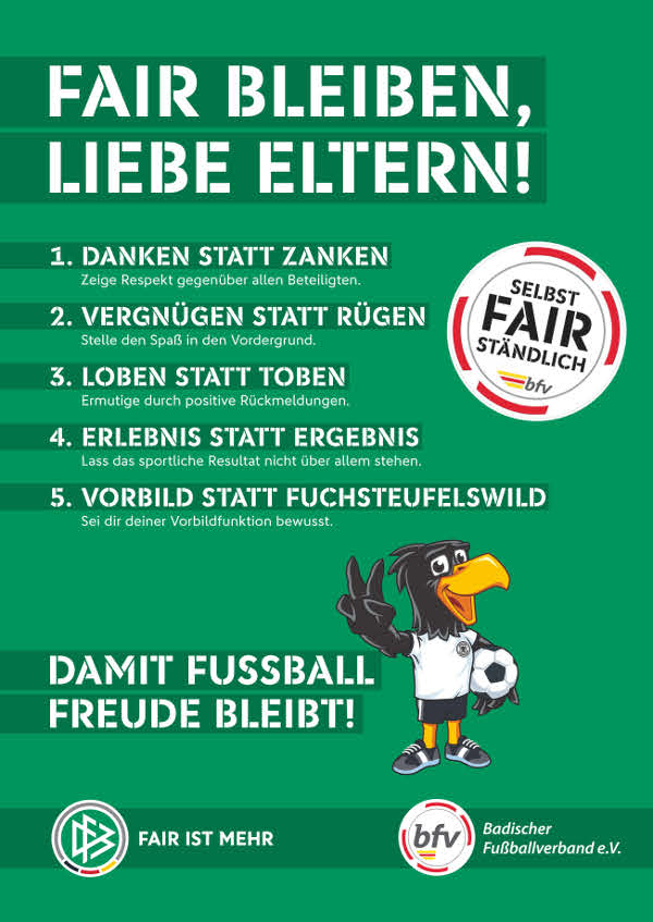 Plakat Fair bleiben, liebe Eltern (Quelle: bfv)