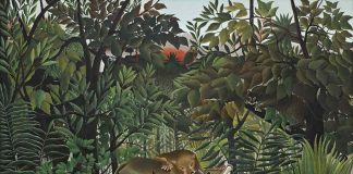 Henri Rousseau, Le lion, ayant faim, se jette sur l'antilope, 1898 – 1905, Oil on Canvas, 200 x 301 cm, Fondation Beyeler, Riehen/Basel, Sammlung Beyeler (Foto: Robert Bayer, Basel)