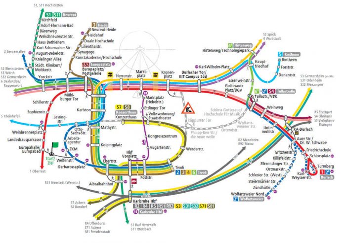 Umleitungsplan während des Baden-Marathons am 23. September 2018 (Grafik: KVV) Umleitungsplan während des Baden-Marathons am 23. September 2018 (Grafik: KVV)