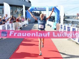 Siegerin Fabienne Amrhein beim Zieleinlauf (Foto: PIX Sportfotos)