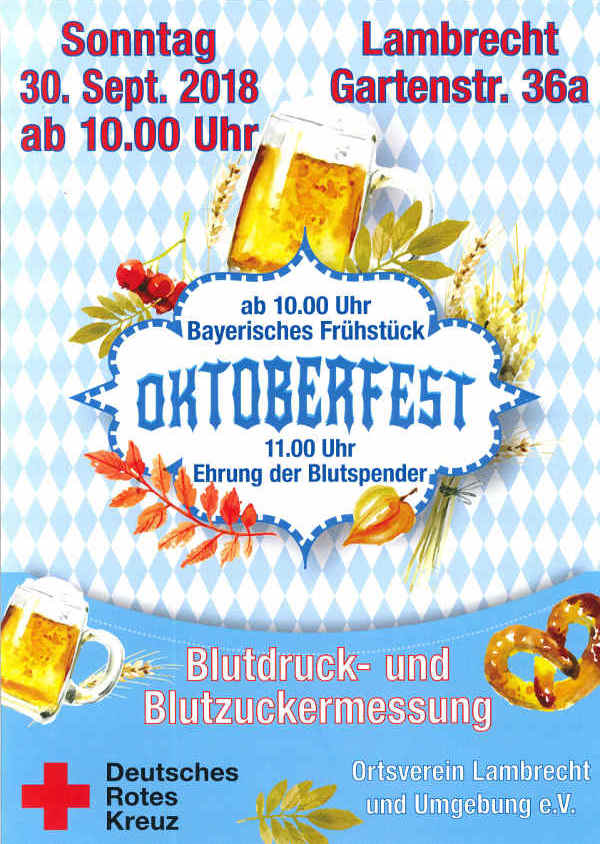 Lambrecht DRK Oktoberfest 2018 Veranstaltungshinweis