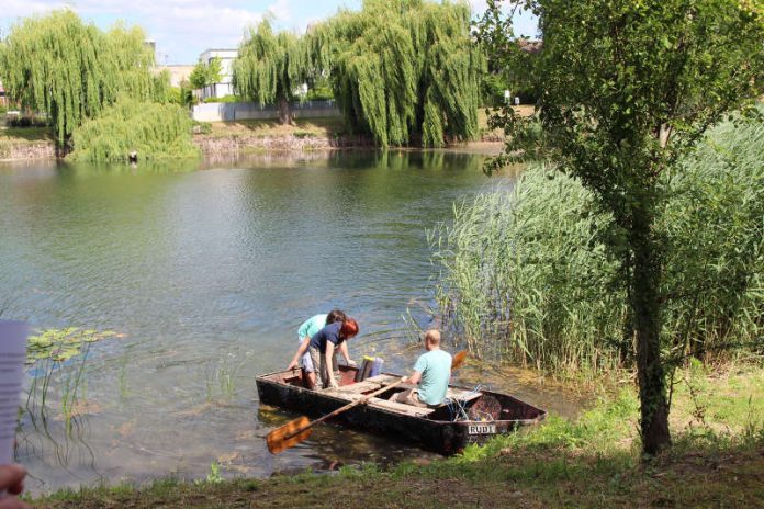 Expertenteam der Universität Koblenz-Landau nehmen Wasserproben (Foto: Stadt Speyer)