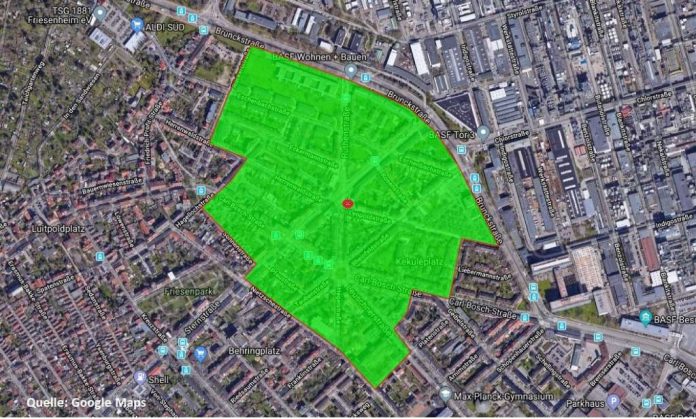 Das Evakuierungsgebiet (Quelle: Stadt Ludwigshafen)