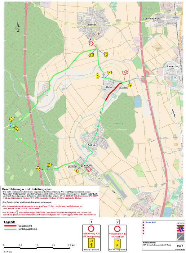 Beschilderungs- und Umleitungsplan (Quelle: Hessen Mobil) Beschilderungs- und Umleitungsplan (Quelle: Hessen Mobil)