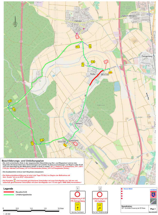 Beschilderungs- und Umleitungsplan (Quelle: Hessen Mobil)