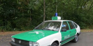 Der Neuzugang im Polizeioldtimer Museum Marburg, ein originaler Streifenwagen VW Passat der Baureihe B2 (Typ 32 B) aus dem Jahr 1986 (Foto: Dersch)