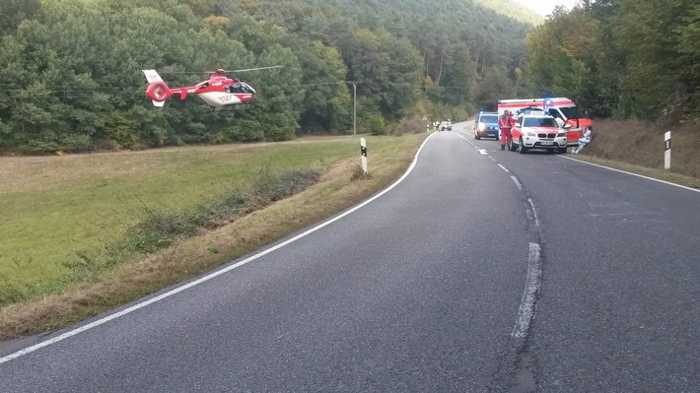 Unfallstelle mit Rettungshubschrauber