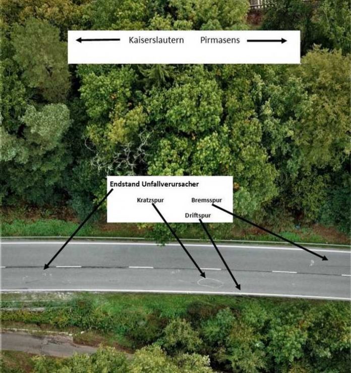 Drohnenbild mit Spurenerläuterung