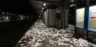 Verunreinigungen durch Fußballfans im Bahnhof Offenburg (Foto: Bundespolizeiinspektion Offenburg)