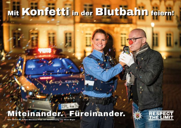 Fastnachts-Kampagne 2019: Mit Konfetti in der Blutbahn feiern! Miteinander. Füreinander. (Quelle: Polizei RLP)