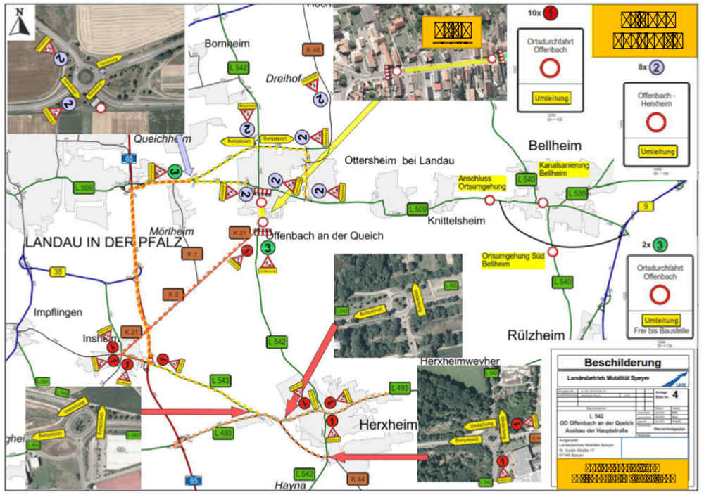 Umleitungsbeschilderung L 542 (Quelle: LBM Speyer)