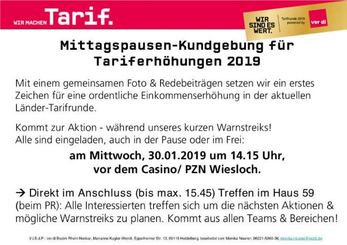 Ankündigung ver.di Ankündigung ver.di
