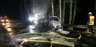 Der PKW brannte aus (Foto: Presseteam der Feuerwehr VG Lambrecht)