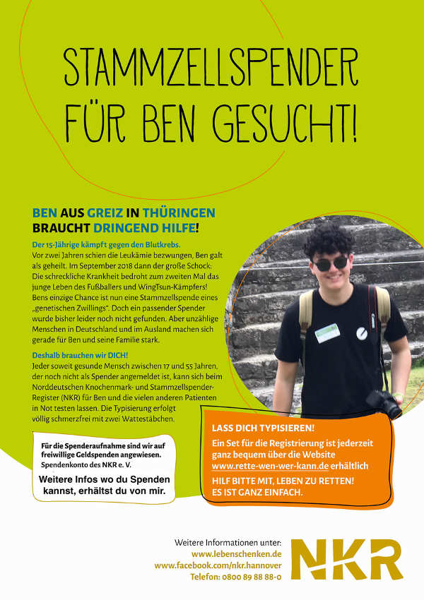 Typisierungs- und Spendenaktion Veranstaltungshinweis