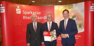 Jahrespressegespräch 2019: Vorstandsmitglied Thomas Distler, Vorstandsvorsitzender Andreas Ott, Vorstandsmitglied Georg Lixenfeld (Foto: Sparkasse Rhein-Haardt)