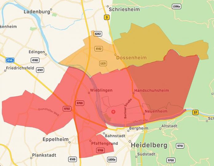 Trinkwasserverunreinigung in Dossenheim und in Heidelberg (Quelle: NINA)
