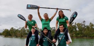 Xenia Jost, Katinka Hofmann, Greta Köszeghy (v.l. oben), Jan Bechtold, Saeid Fazloula und Simon Krautloher (v.l. unten) fühlten sich wohl im Kreis der U23 Nationalmannschaft. (Foto: Rheinbrüder)