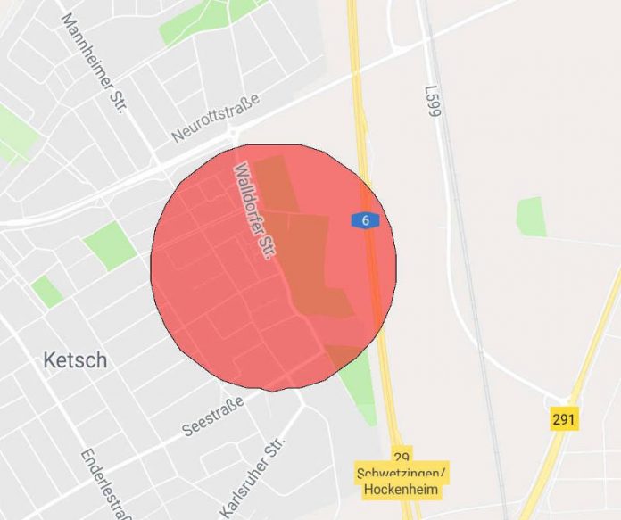 Warnmeldung für Ketsch (Quelle: NINA)